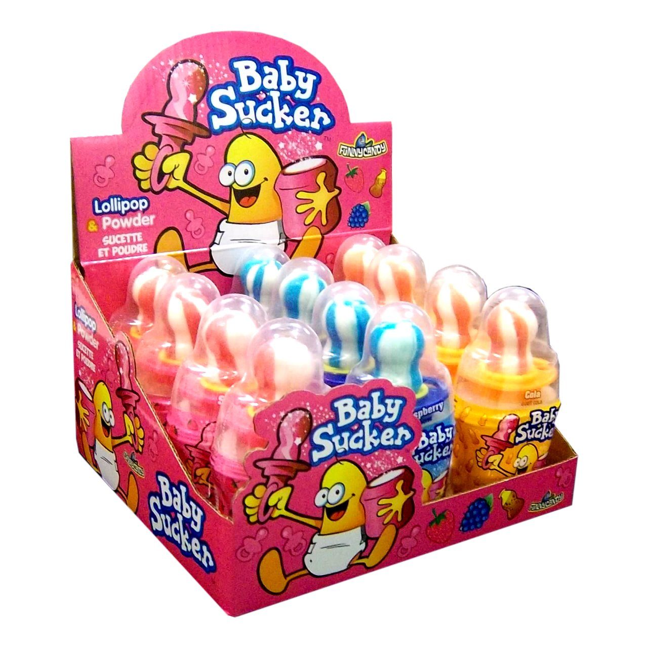 Lollipop baby sucker met zuurpoeder