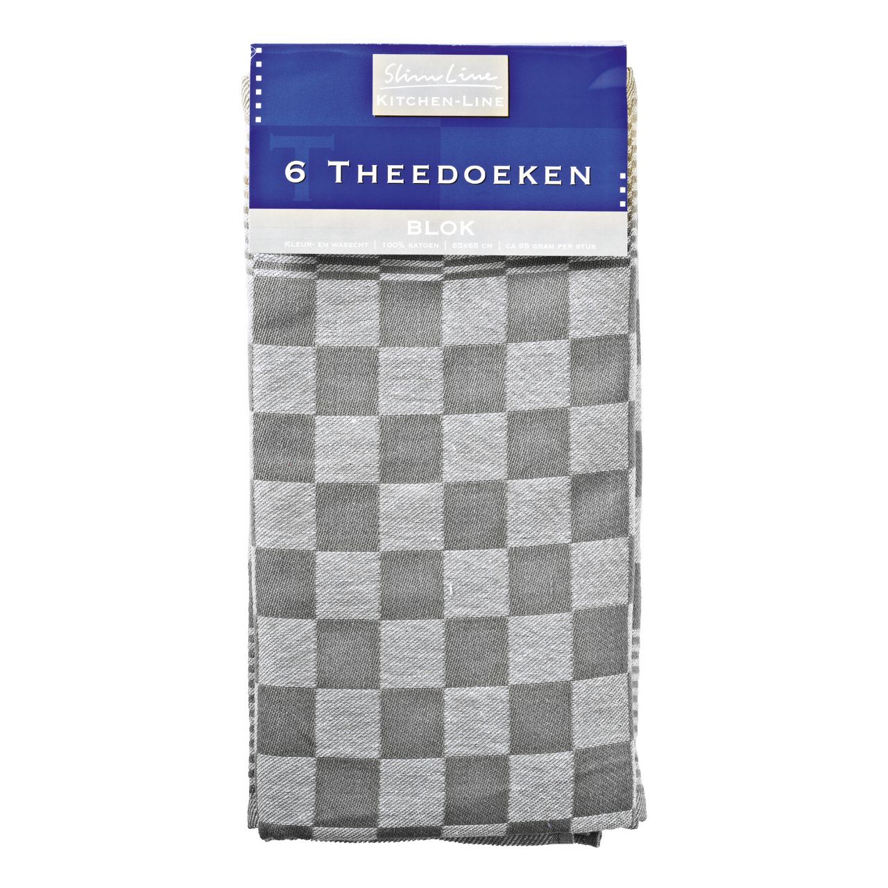 Theedoeken design Blok grijs 65 x 65 cm