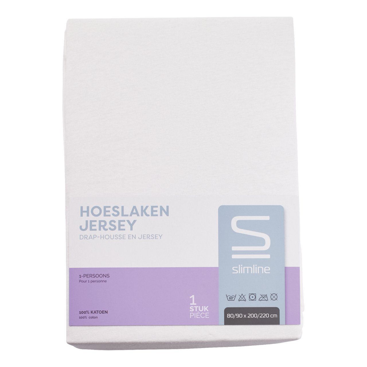 Hoeslaken Jersey 80/90 x 200/220 cm, wit