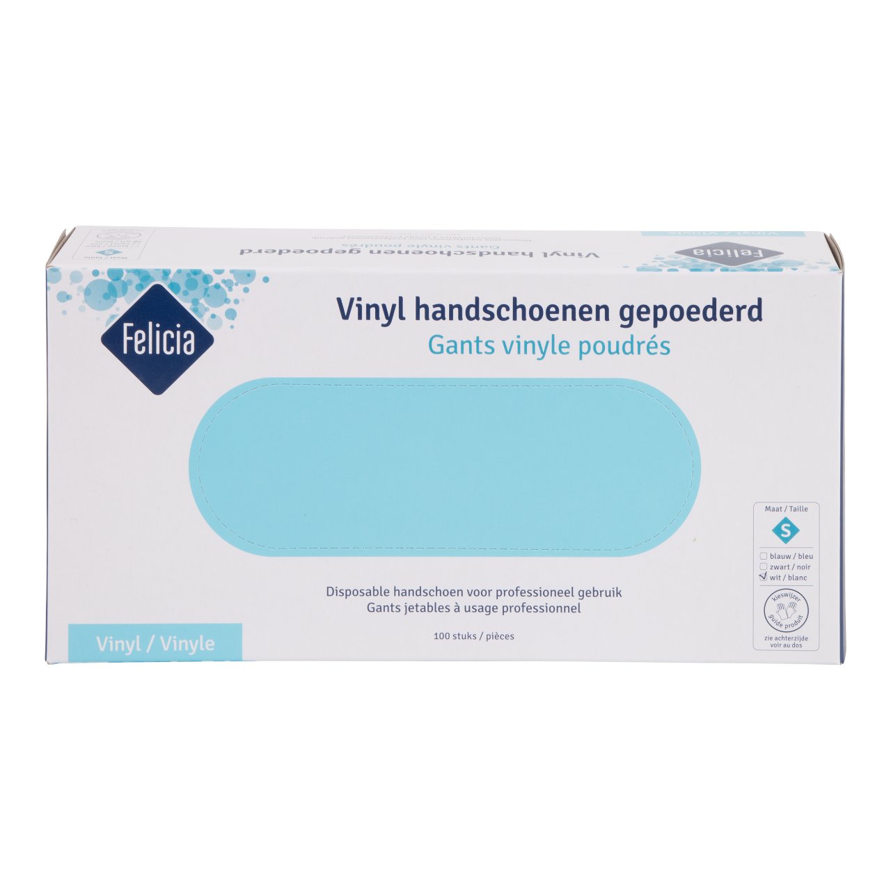 koppeling accu nevel Felicia Onderzoekshandschoenen vinyl transparant, gepoederd, glad, maat S  Doos 100 stuks | dekweker.nl