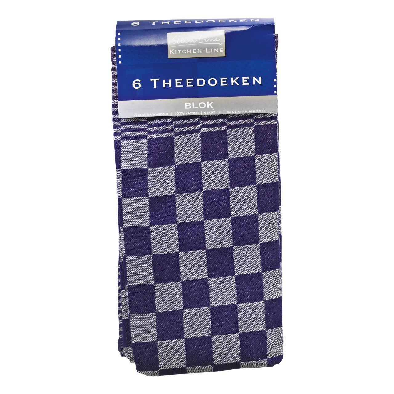 Theedoeken design Blok blauw 65 x 65 cm