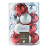Kerstbal glas rood-witte mix