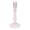 Kandelaar glas roze 19.5cm